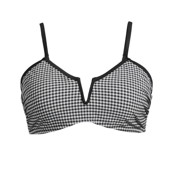 Time and Tru Women's 3X (24W-26W)  Black and White Check Square V Wire Swim Top - Picture 3 of 11